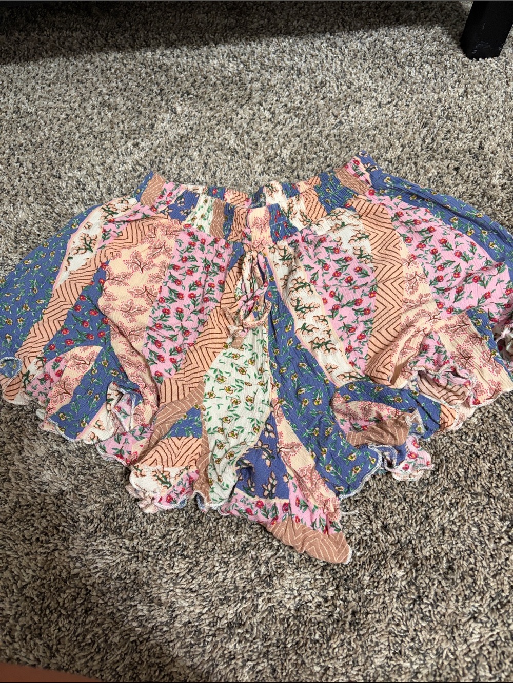 Patchwork Floral shorts in Pink & Blue